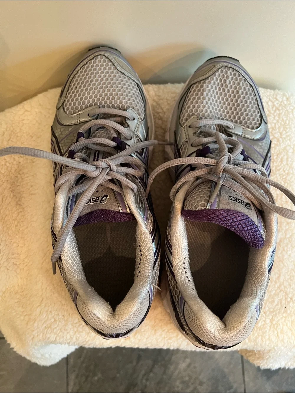 Asics Gray and Purple Women's Running Sneakers